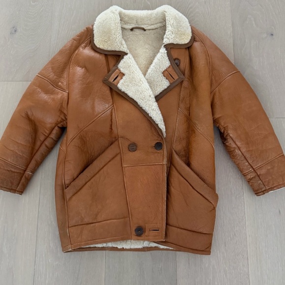 Vintage Leather Shearling Jacket - Picture 6 of 16